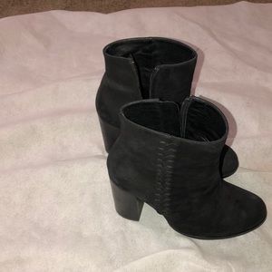 Black All Saints heeled booties w/ braided detail